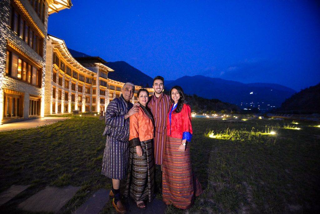 Family in Bhutanese attire