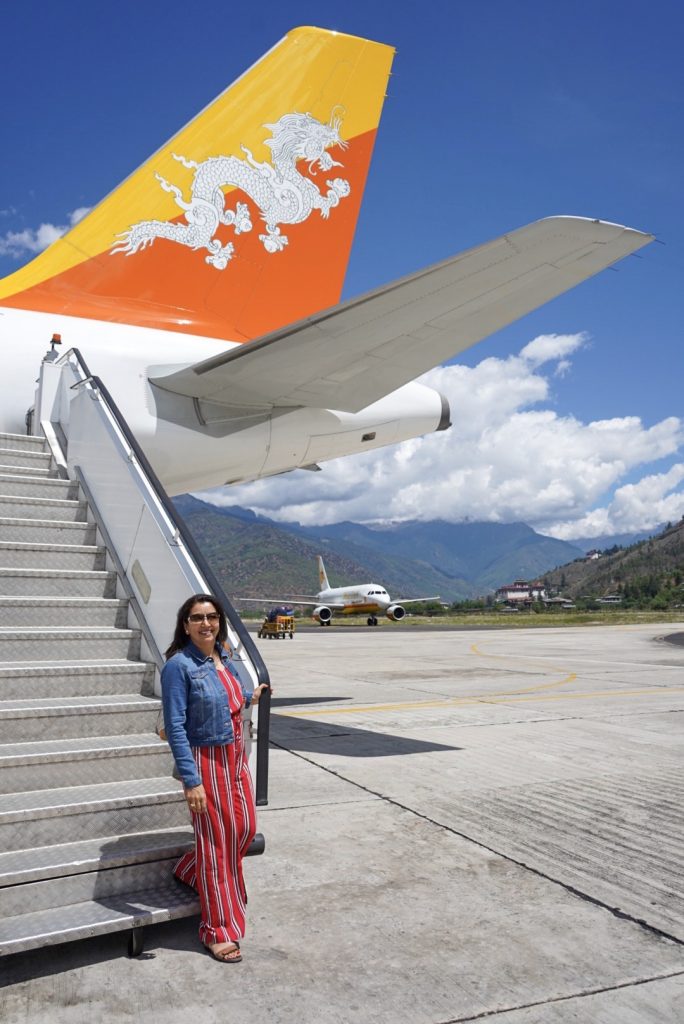 Tourist landing in Paro via Druk Air for our our 7 day Bhutan Itinerary 