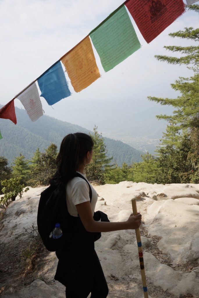 Young tourist hiking the Tiger's Nest 