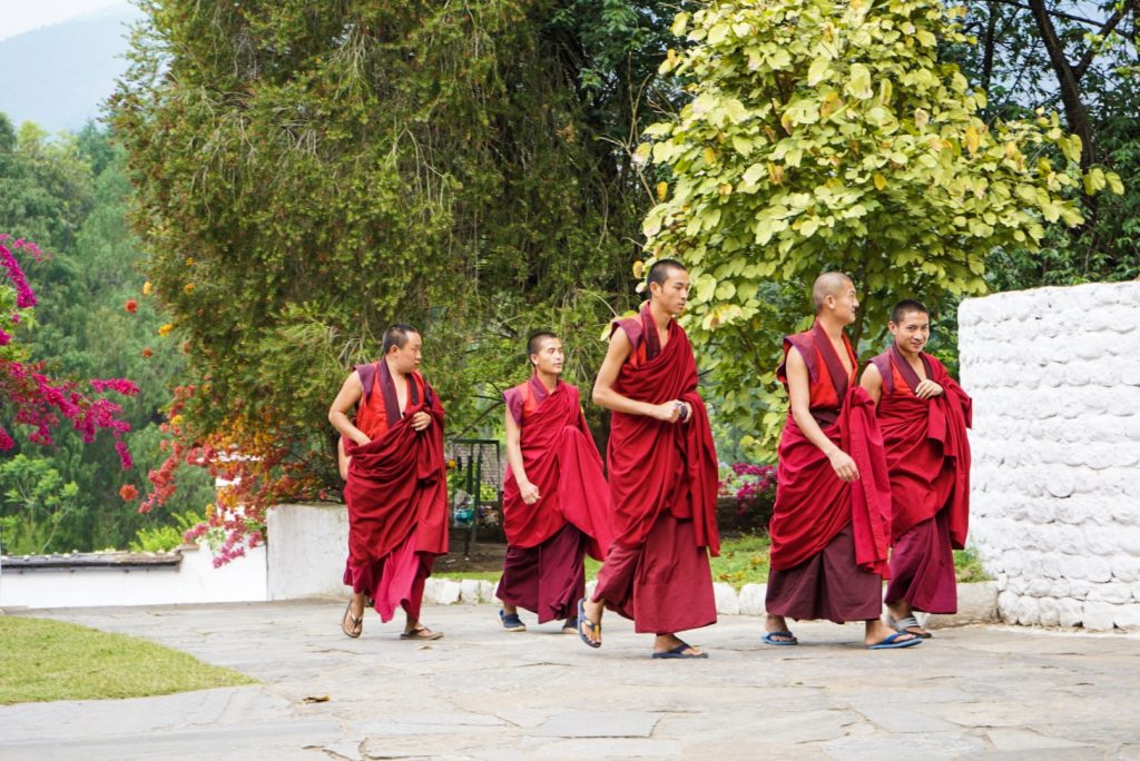 Buddhist Monks at Punkha Dzong