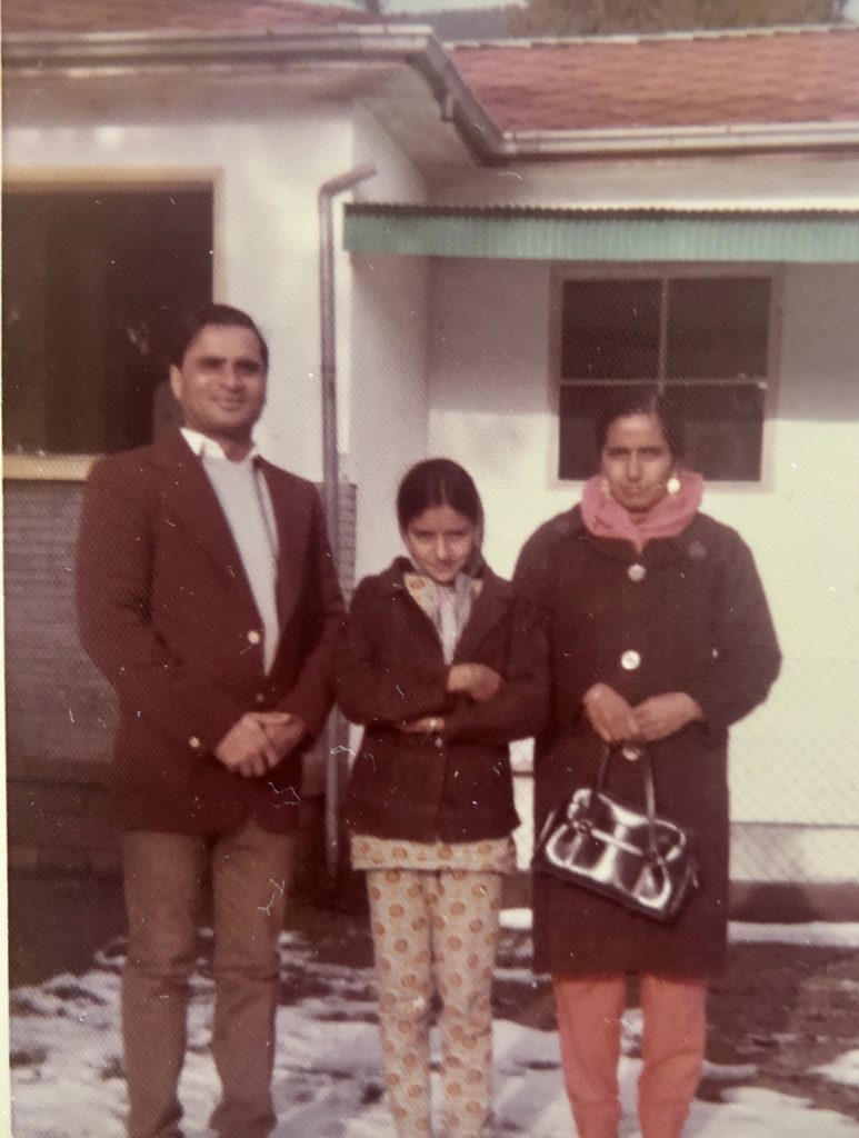 My mother and I with my dad when we came to Canada